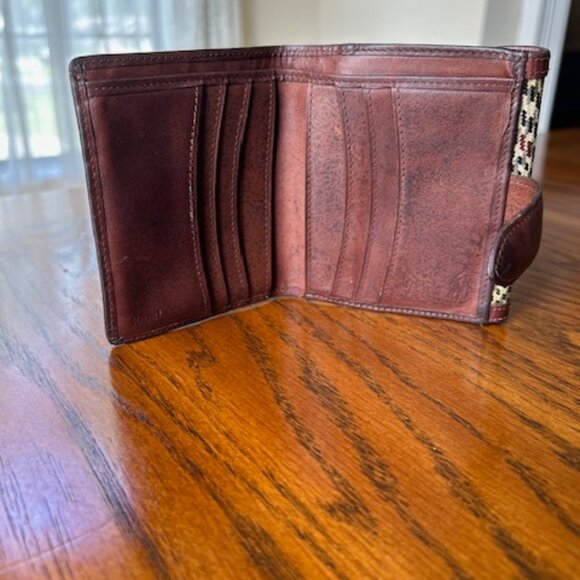 Vintage Polo Ralph Lauren Houndstooth Coated Canvas & Leather Wallet - Picture 5 of 5